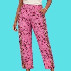 XiRENA 100% Cotton Pink Floral Ankle Pants